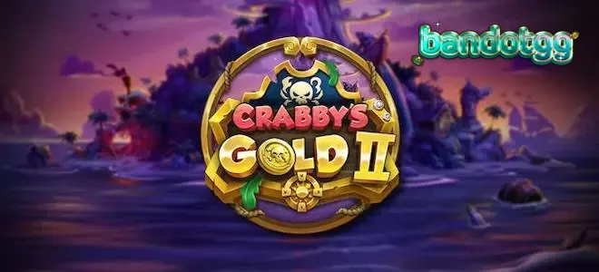 Tampilan layar permainan slot Crabby's Gold II oleh Play'n GO dengan tema bajak laut yang meriah dan gulungan penuh simbol harta karun.